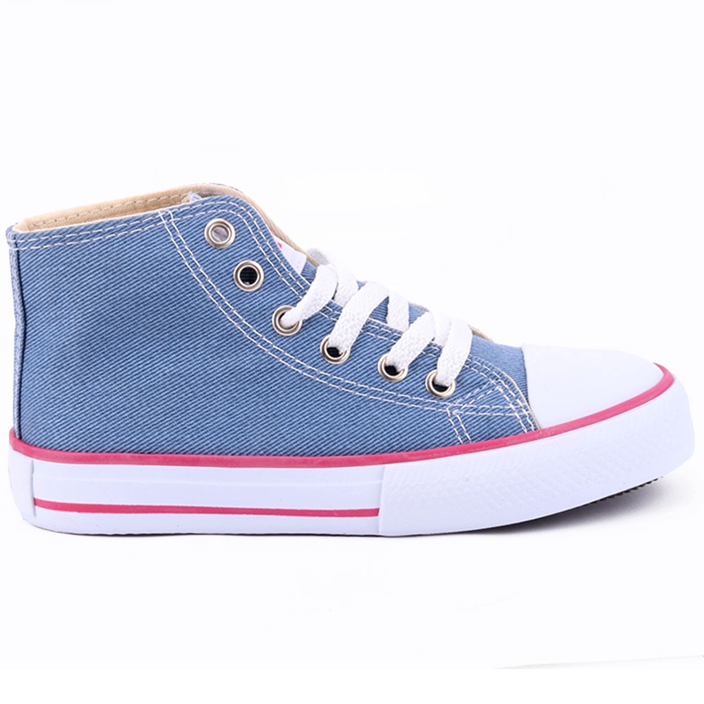 Tênis Feminino Cano Médio LPS STAR  by WorldColors - Jeans/Pink Fluor
