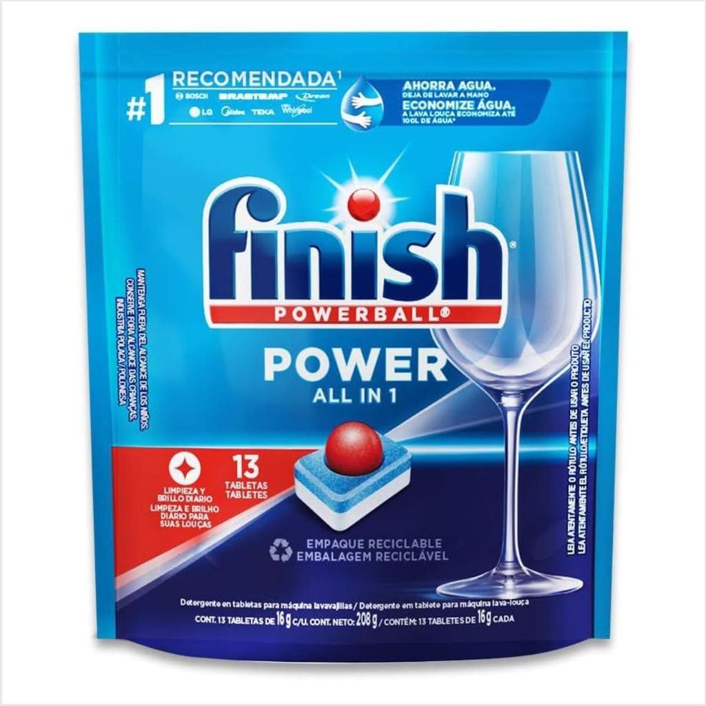 Kit com 7 Finish Lava Louças Em Tablete 13 unidades Cada