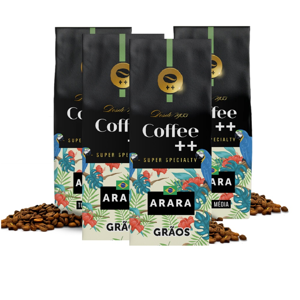 Kit 4x Café Especial Grãos ARARA Coffee++ 100% Arábica 250g Sensorial Chocolate e Caramelo 250g