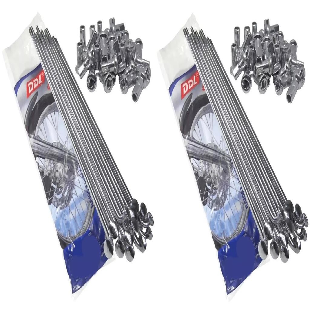 RAIOS PARA RODA YAMAHA XTZ LANDER 250 KIT DIANTEIRO + TRASEIRO 4MM CROMADO DDL