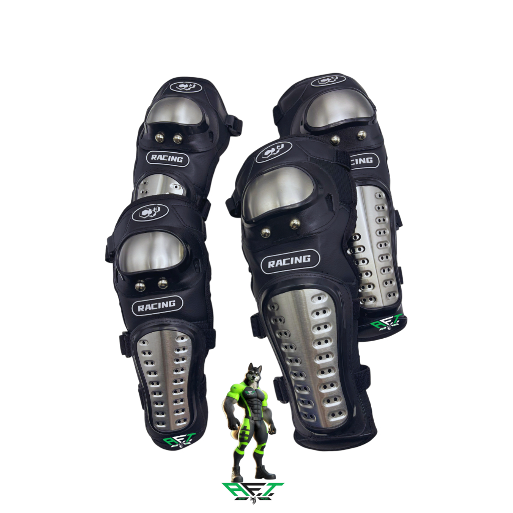 kit 4unidades Joelheira Caneleira Cotoveleira Proteção Para Motoqueiro MOTO AÇO INOX ARTICULADA