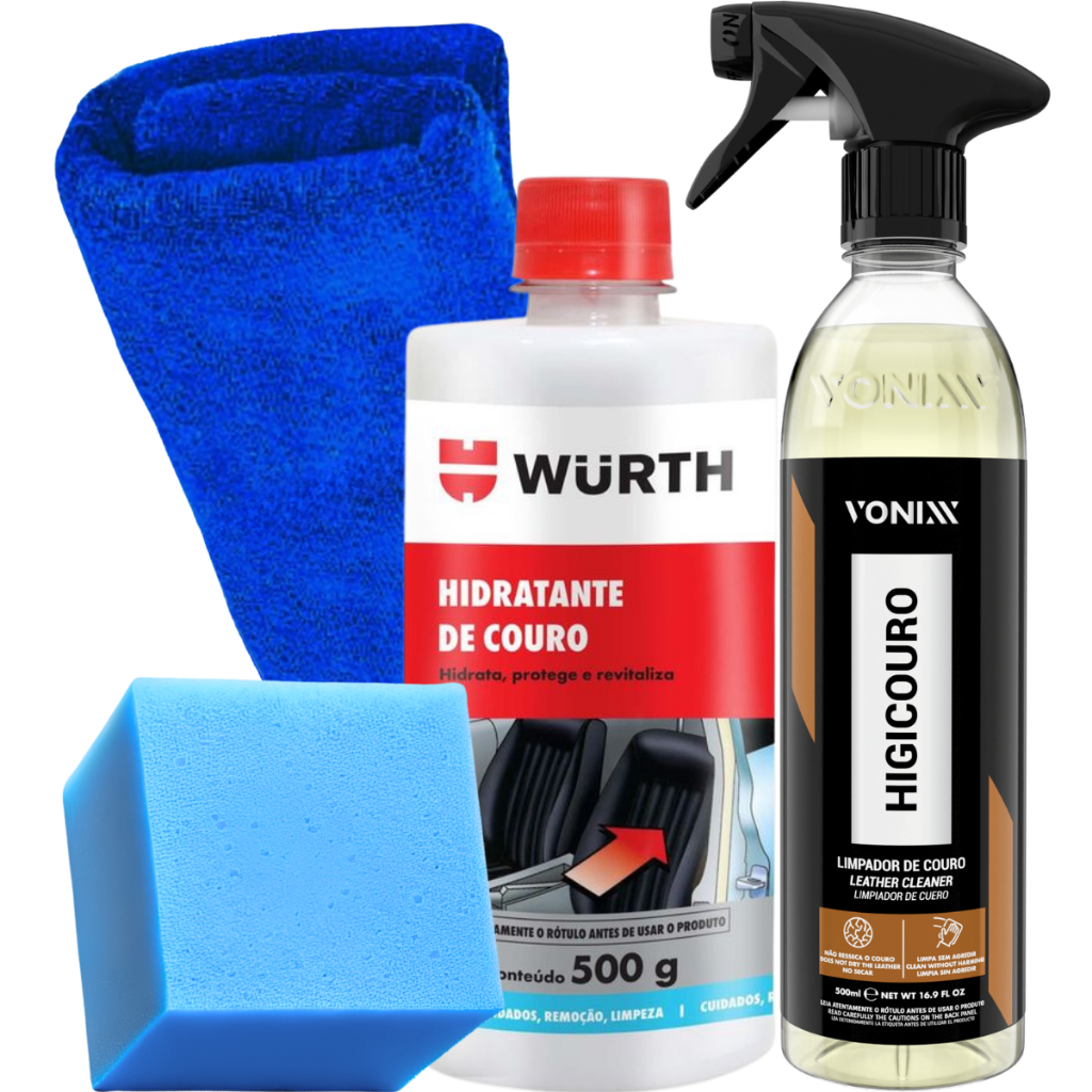 Kit Limpeza e Hidratação de Couro Wurth Hidratante de Couro 500ml