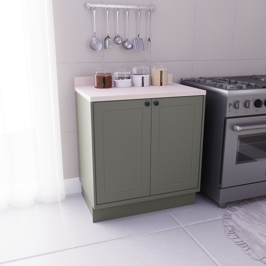 Balcão de Cozinha 2 Portas 100% MDF 80cm Sem Tampo Sevilha Herval Verde Hill