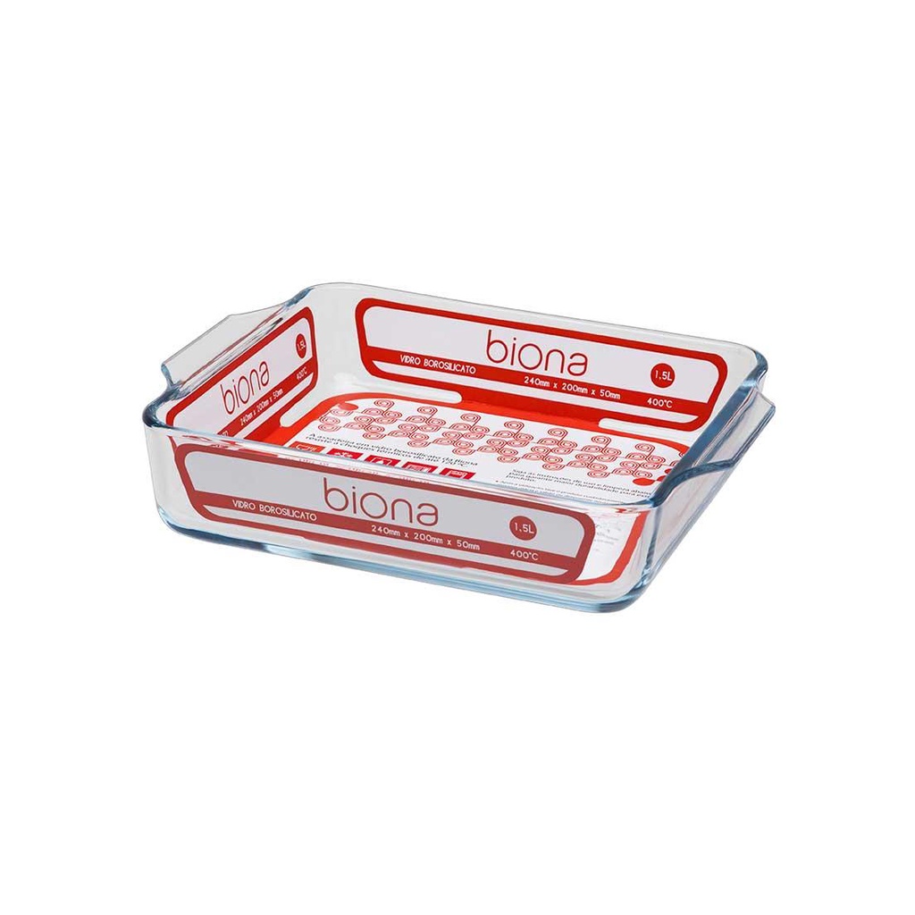 Assadeira De Vidro Borosilicato Quadrada Com Alça 1.500 Ml