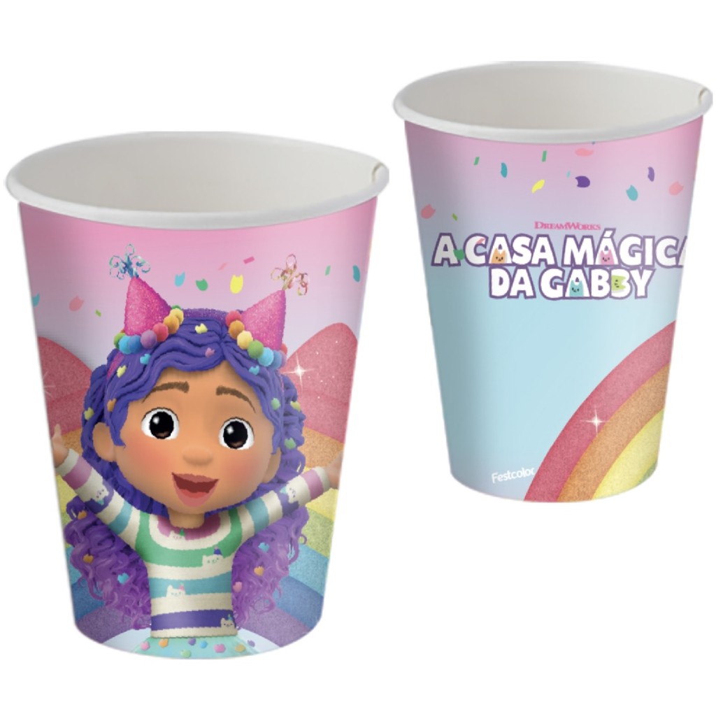 8~40 COPO PAPEL FESTA CASA MAGICA DA GABBY 200ML FESTCOLOR