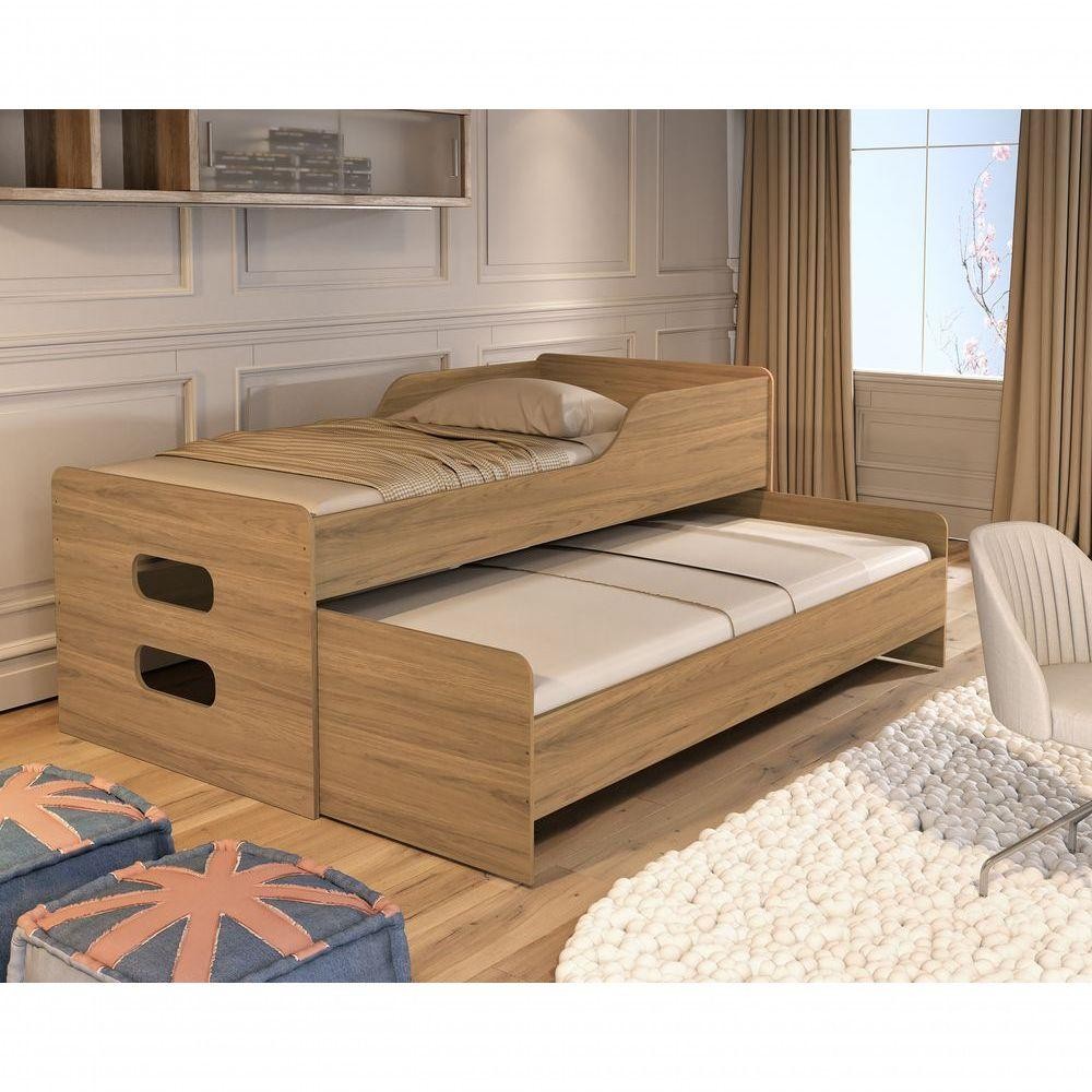 Bicama Solteiro Com Cama Auxiliar Para Colchão 88x188 – Elis Reforçada Mdf