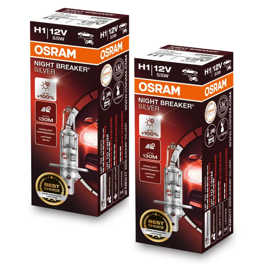 Par Lâmpada Osram Night Breaker Silver H1 +100% 3200k 12v