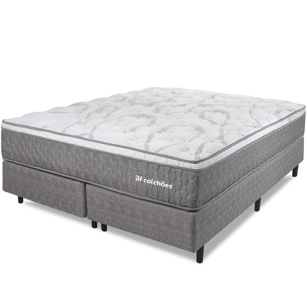 Cama Box Queen Colchão Smart Spring Mola Ensacada e Pillow Top de Espuma 158x198x61cm BF Colchões