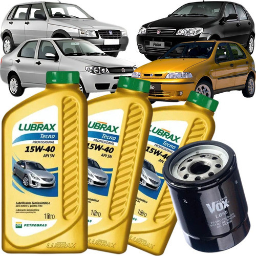 Kit Troca Óleo e Filtro - Fiat Palio Strada Siena Uno 1.0 1.3 1.4 FIRE - A partir de 2001 - 15W40