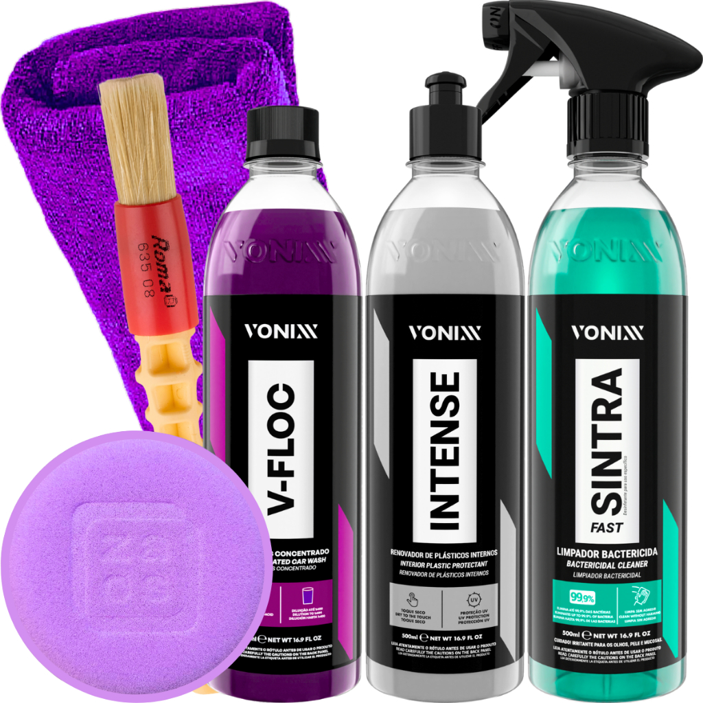 Sintra Fast Limpador Interno Intense Revitalizador de Plásticos Shampoo Neutro V-Floc 500ml Vonixx