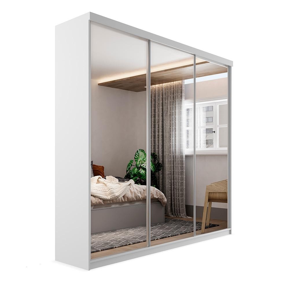 Guarda-Roupa Casal com 3 Espelhos Geneve 3 PT 4 GV Branco