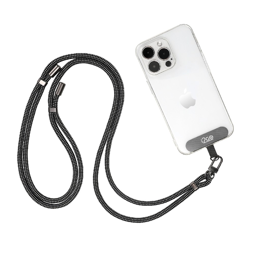 Cordão Para Smartphone i2GO Nylon Premium Preto e Cinza