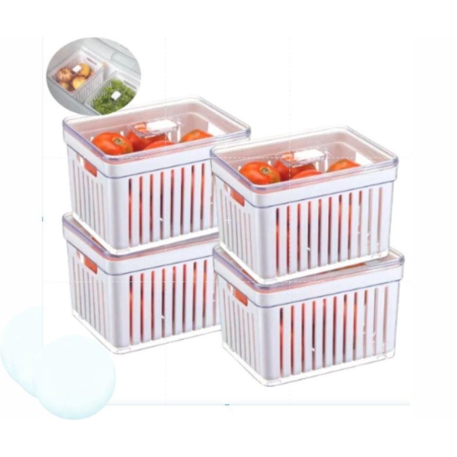 Kit 01, 02 ou 04 Organizadores de Geladeira 3,8L Cesto Tampa Multiuso Alimentos Verduras Plastutti
