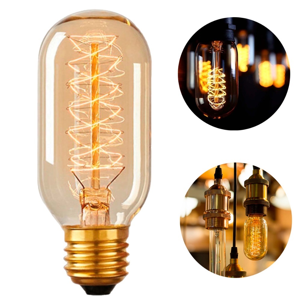 Lampada Retro Vintage T45 40w Filamento De Carbono E27