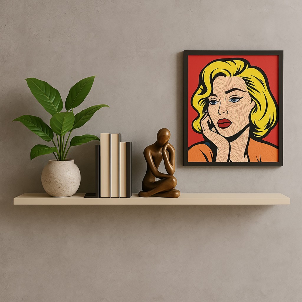 Prateleira Suspensa Uno Line p/Decoração de Ambientes Sala de Estar Quarto Cozinha 135cm