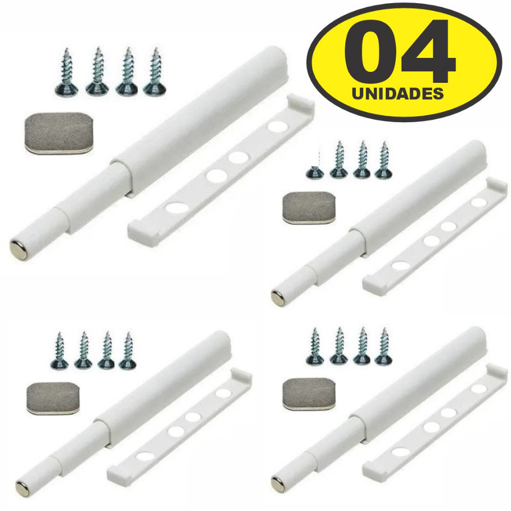 4 Pulsador Tip-on Fecho Toque Magnetico Porta Gaveta Moveis