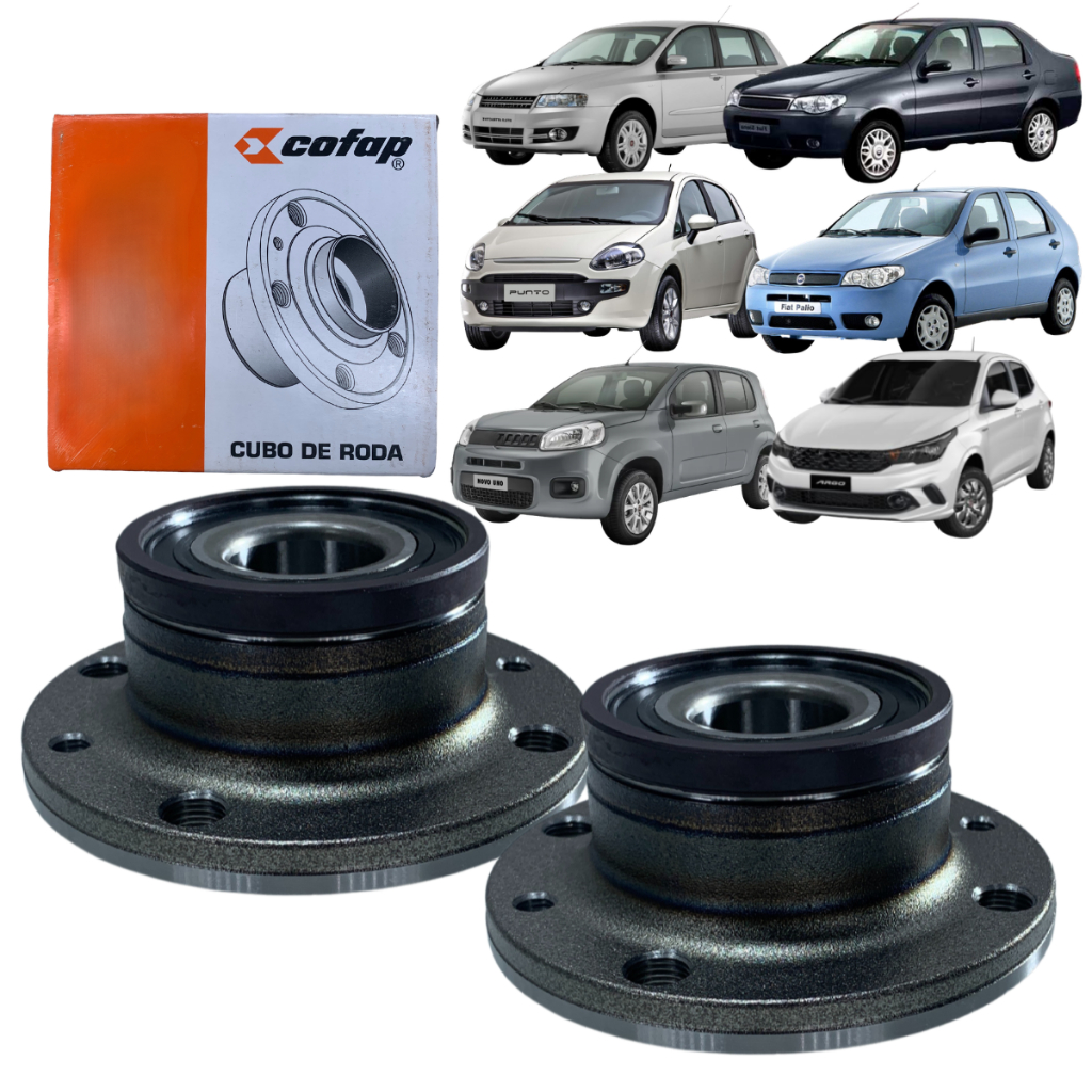 Par Cubo Roda Traseiro C/ Rolamento ABS Cofap Brava Bravo Grand Siena Idea Linea Marea Mobi Palio