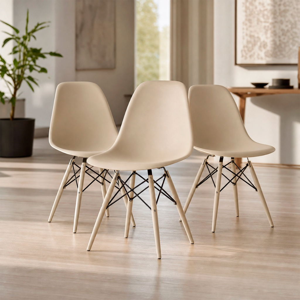 Conjunto 3 Cadeiras Eames em Polipropileno para Escritório e Home Office - Seat&co