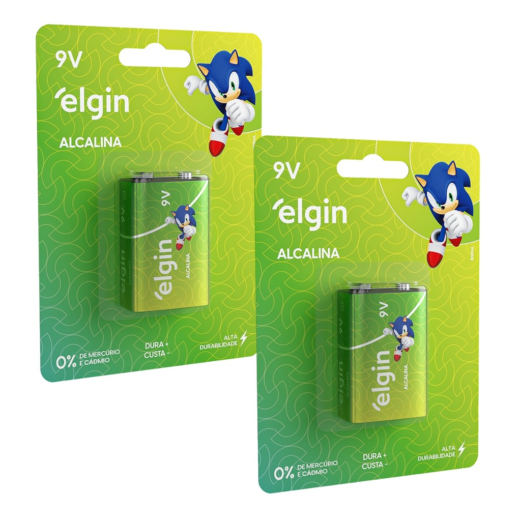 Kit 2 Bateria Pilha Alcalina 9v Sensor Brinquedo Rádio Elgin