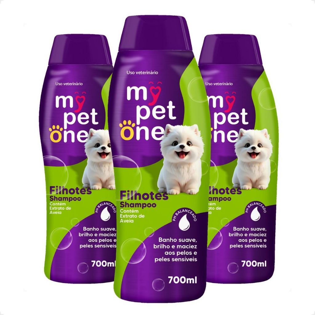 Kit 3 Shampoo Filhotes Mypetone - 700mL