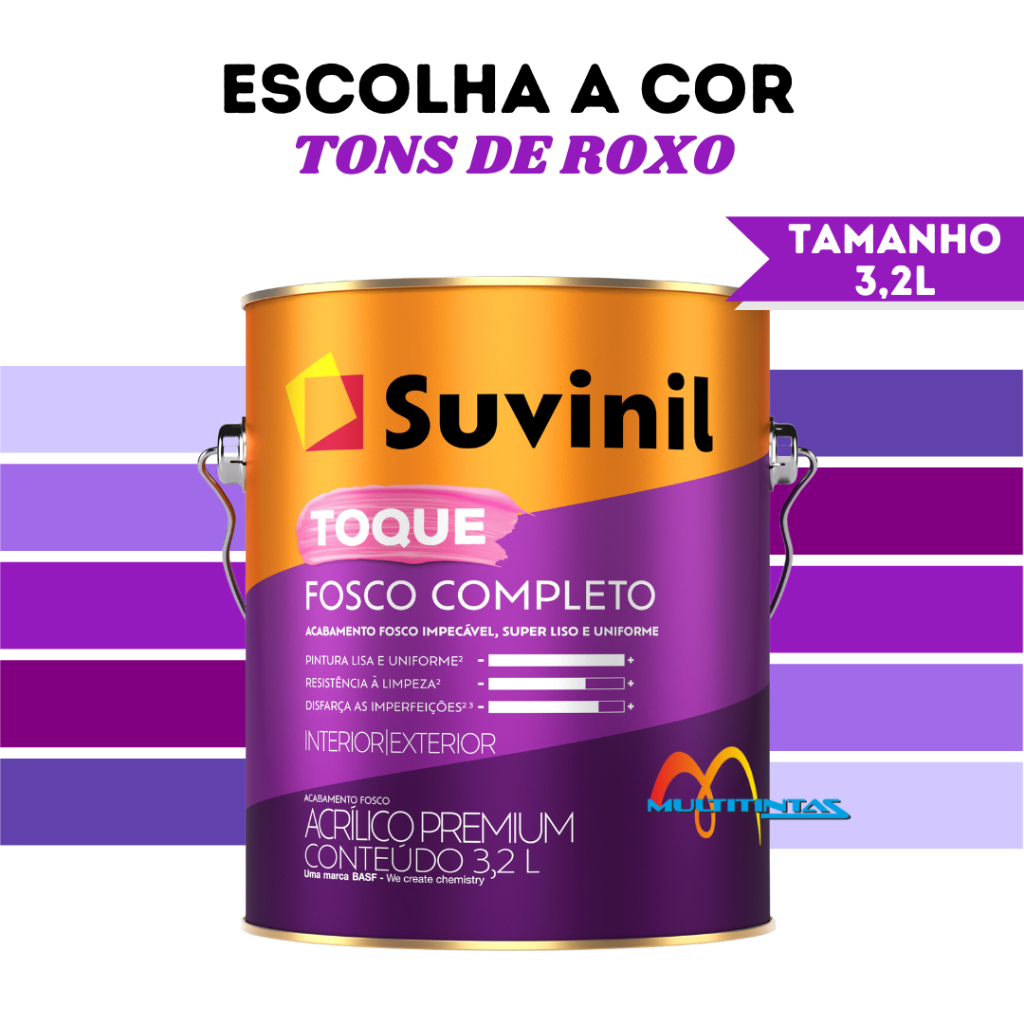 Tinta Acrílica Fosco 3,2l Tons De Roxo Parede Toque Fosco Completo Suvinil