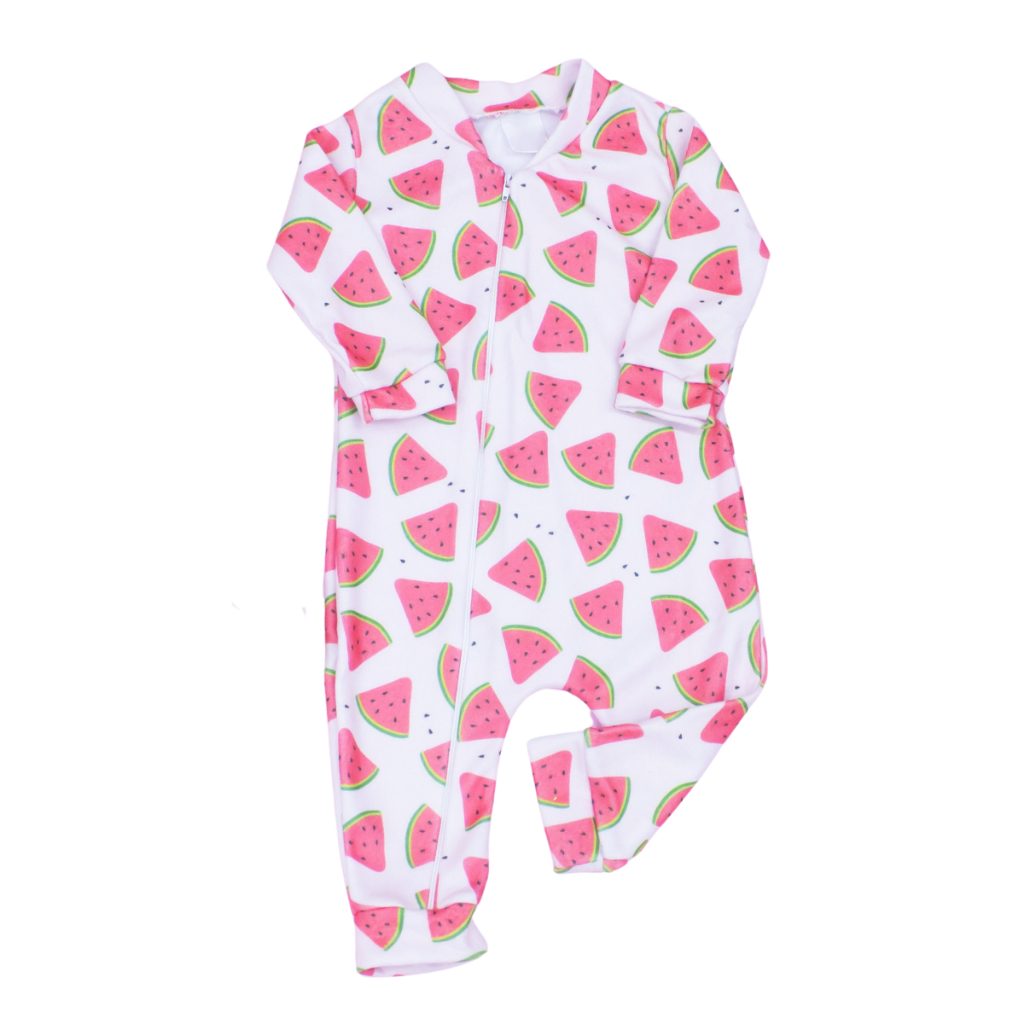 Macacão de frio com zíper para bebê  Estampado Melancia roupas de bebê roupa de bebê menina inverno