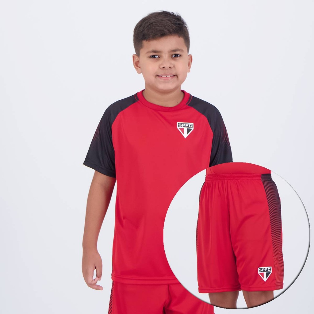 Kit São Paulo Hero Escudo Juvenil Vermelho