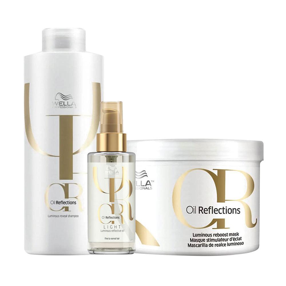 Kit Wella Oil Reflections - Shampoo e Máscara e Óleo Light