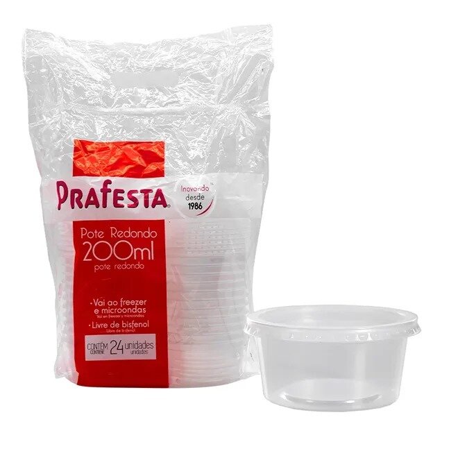 120 PoteS Redondo 200ml - Pra Festa (FREEZER E MICROONDAS)
