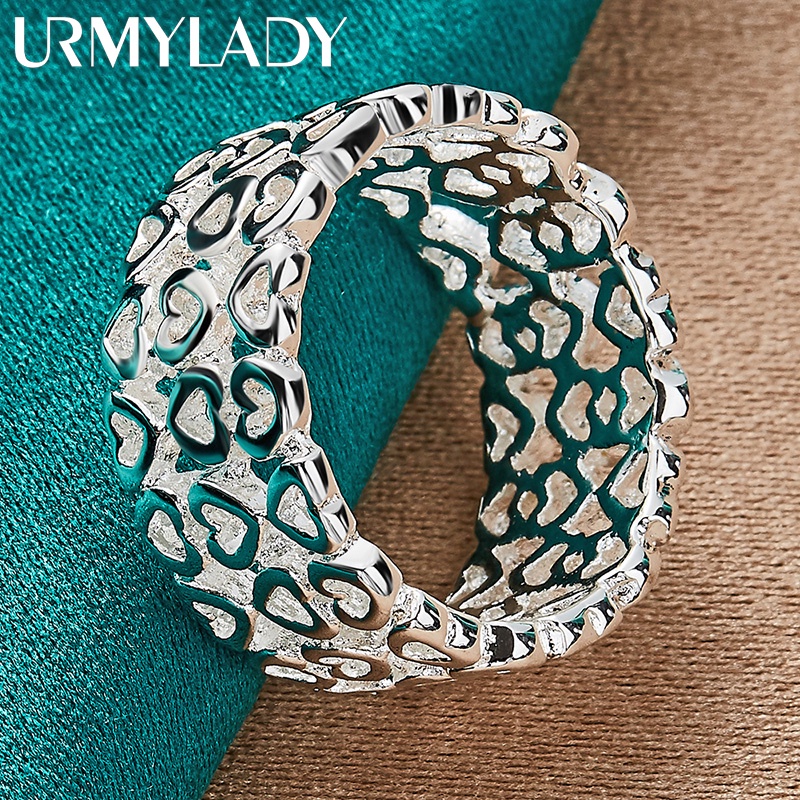 URMYLADY 925 Coração Oco De Prata Esterlina 7-10 # Anel Para Mulheres Encanto De Noivado Moda Joias