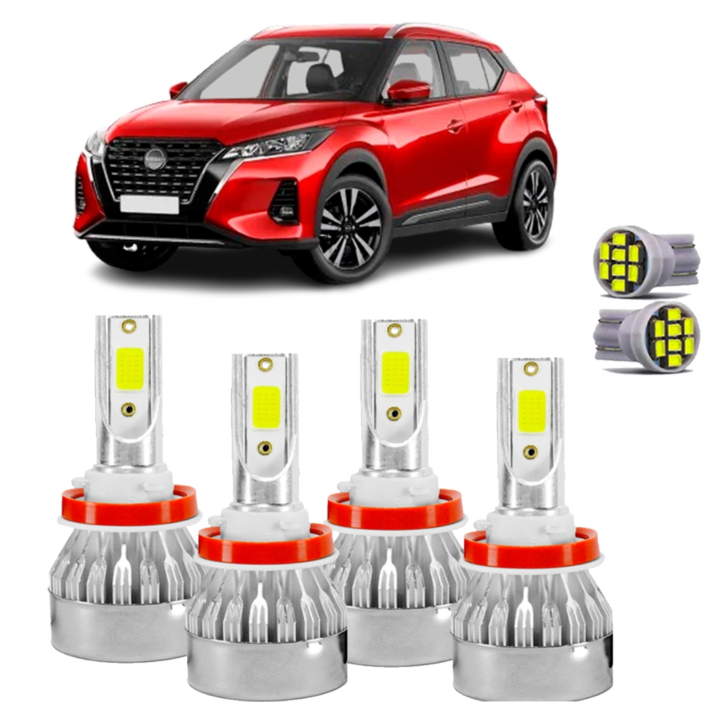 Kit Ultra Led Nissan Kicks 2016/22 20000lm 6500k Alto/Milha