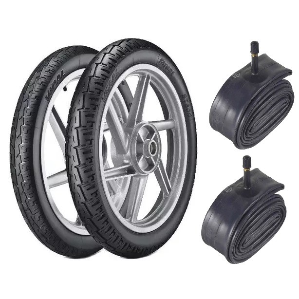 Kit Par Pneu moto Cg Fan Titan 150 90/90-18 + 275-18 vipal + 2 Camaras