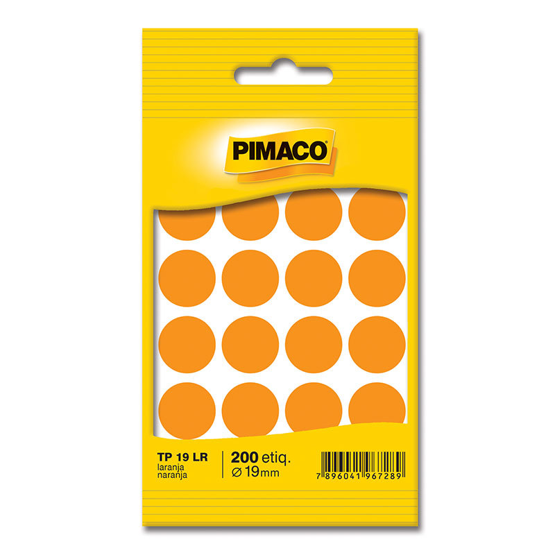 Etiqueta adesiva TP19 laranja Pimaco
