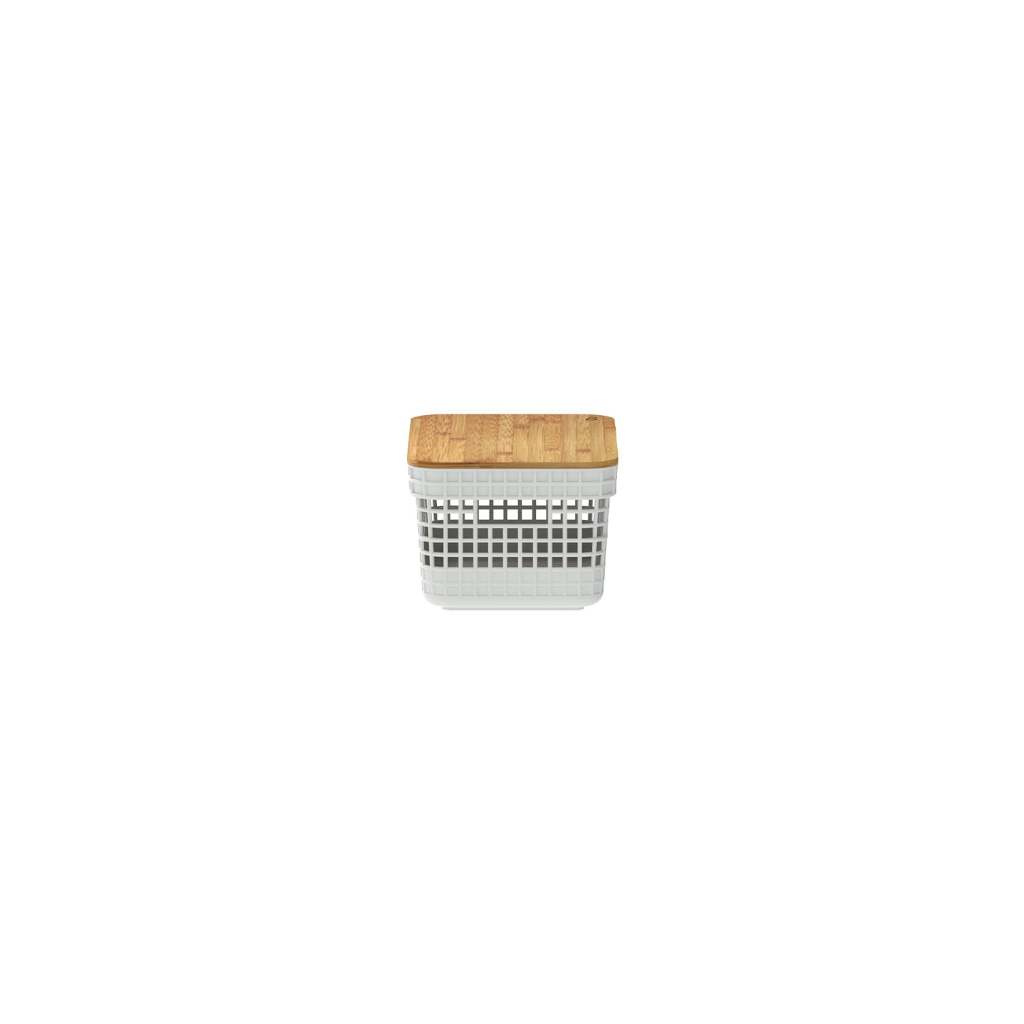 Cesta organizadora Ou 2,5L com tampa de bambu Linha Grid