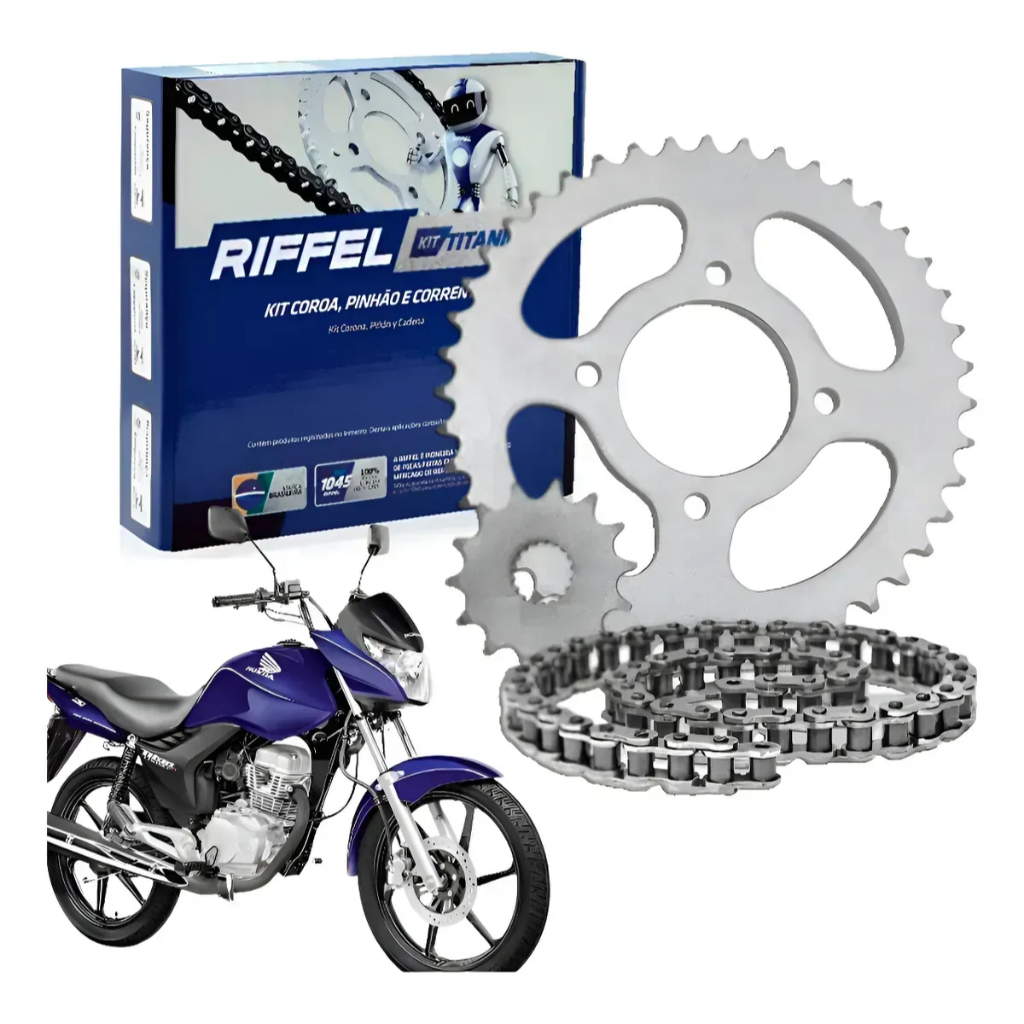 Kit Relação Tração Transmissão Cg Titan Fan 150 2004 2005 2006 2007 2008 2009 A 2015 Original Riffel