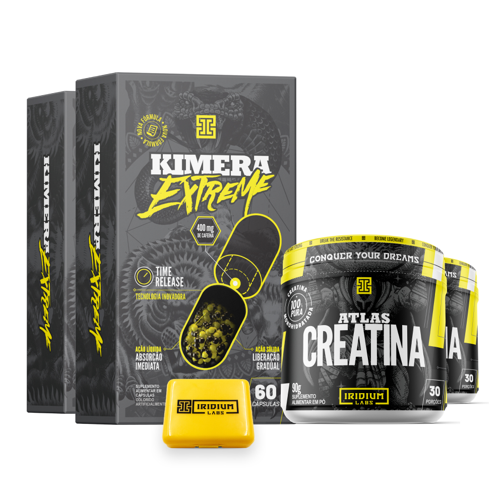 Kit 2x Kimera Extreme + 2x Creatina 90g + porta caps