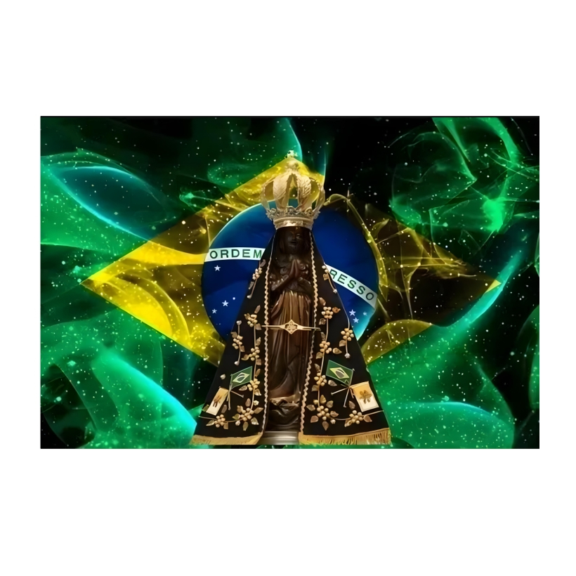 Adesivo não resinado Bandeira Brasil Nossa Senhora Aparecida 30x20 15x10 10x6cm