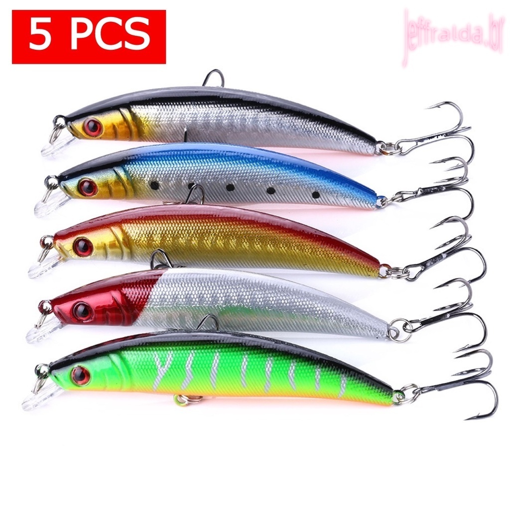 Kit 05 Iscas Artificiais Importadas 1/2 Meia Água de 9 cms e 8,5 gramas Pesca Tucunaré Traíra Dourado Robalo Black Bass