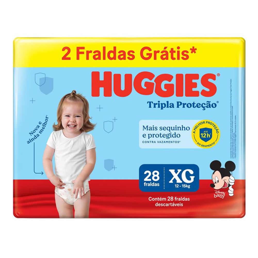 Fralda Descartável Huggies Tripla Proteção Meguinha XG - 28 Tiras