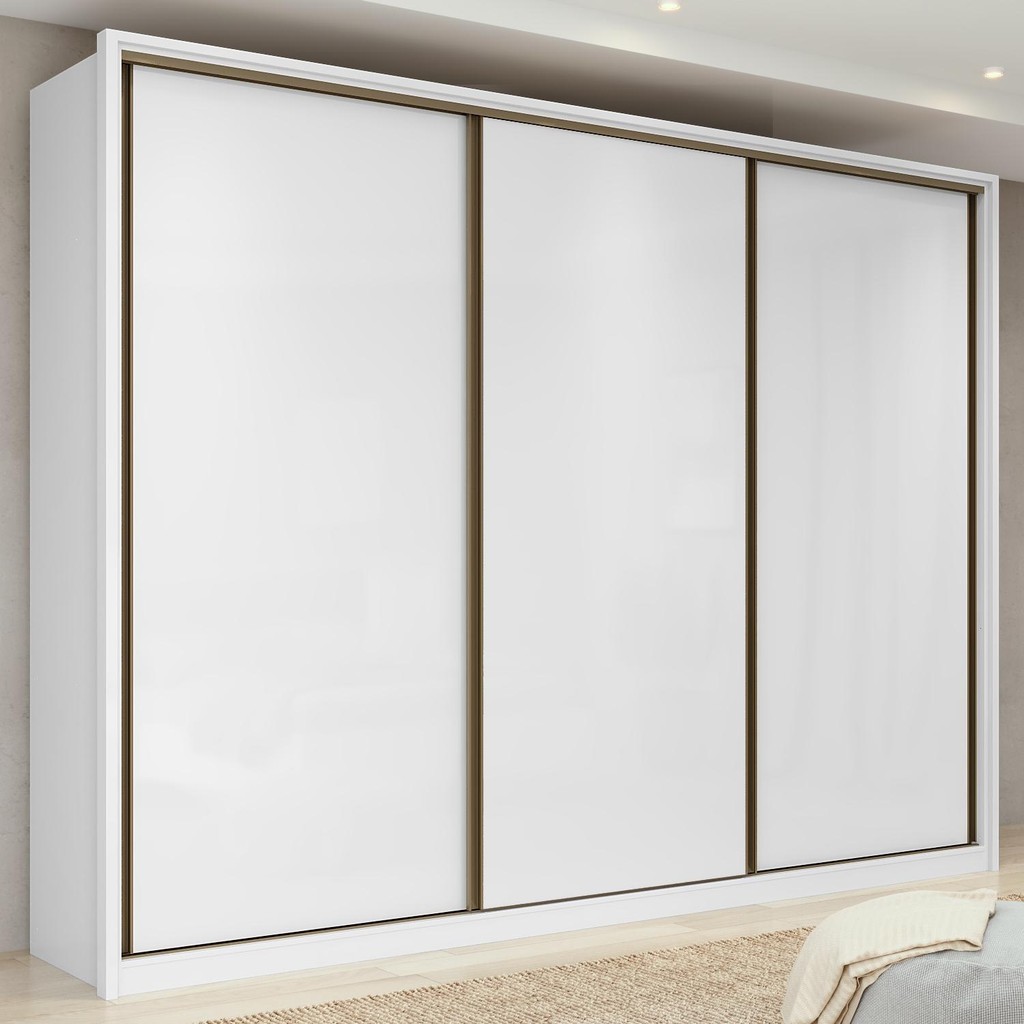 Guarda-Roupa Casal 100% MDF 3 Portas 6 Gav Spazio 270 S/Espelho Branco