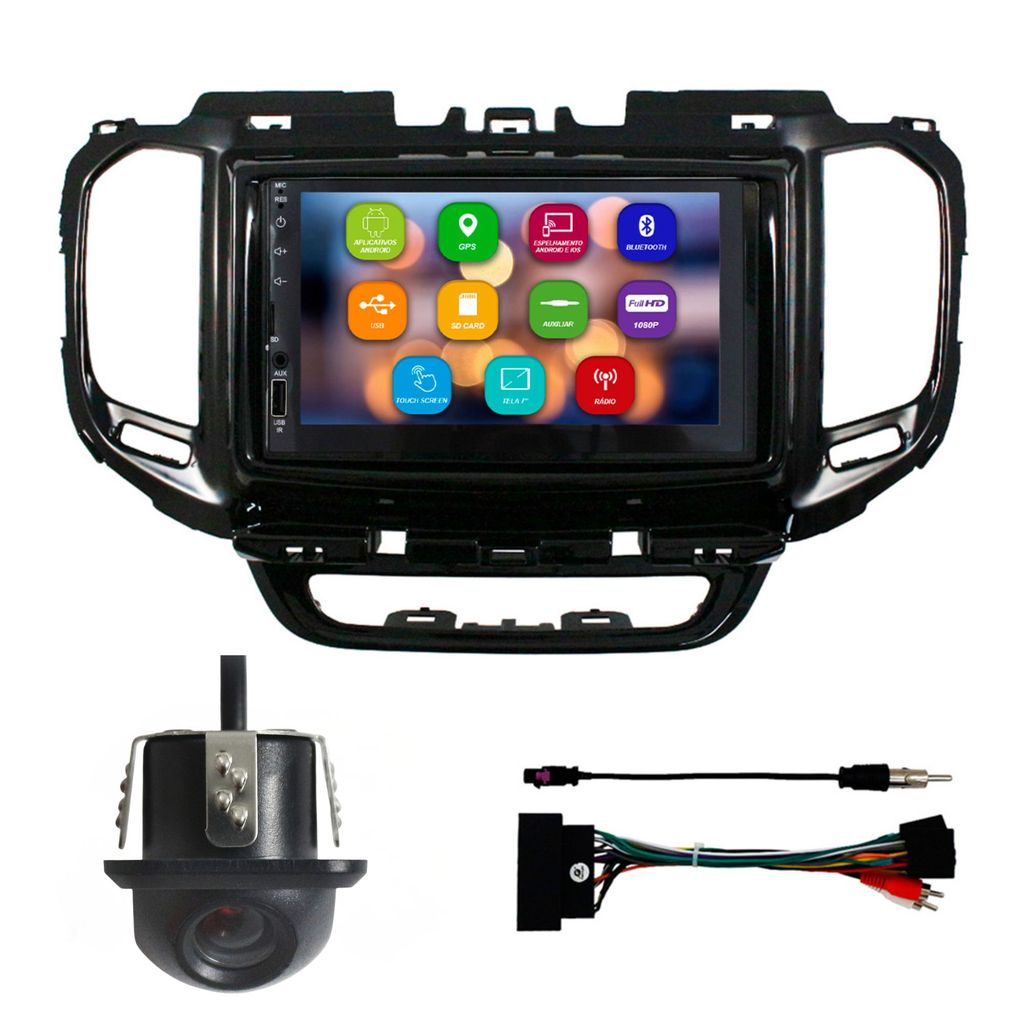 Kit Multimídia 7 Pol Toro 2016 17 18 19 20 Android 2Gb Ram 32Gb Flash Quad-Core 2 Din Black Piano Wifi Gps Ips Camera Ré