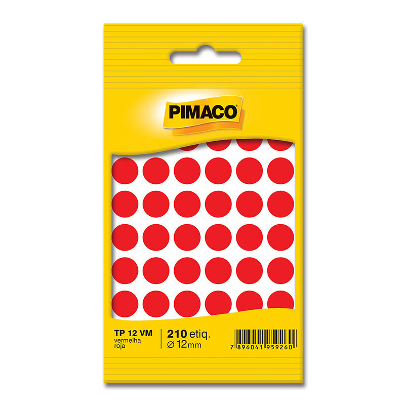 Etiqueta adesiva TP12 vermelha Pimaco