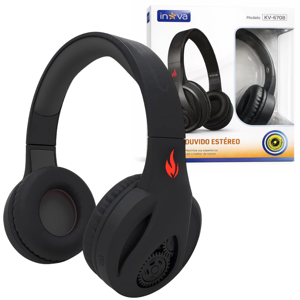 Fone de Ouvido Bluetooth Sem Fio Confortável Graves Potentes Original Inova