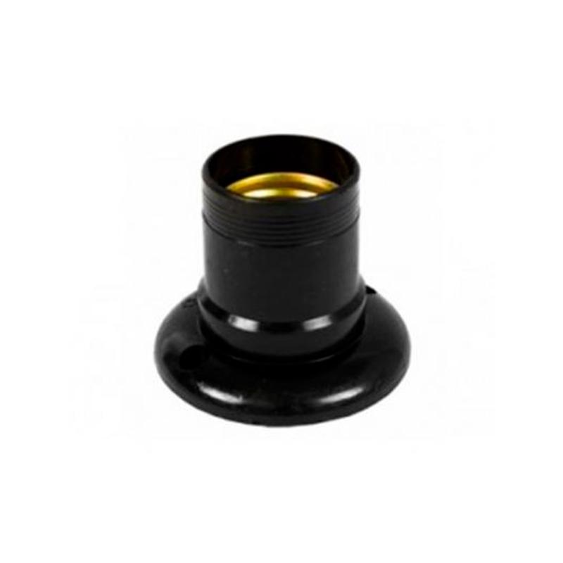 Soquete Bocal Fixo Em PVC De Teto P/ Lâmpadas E-27 Preto