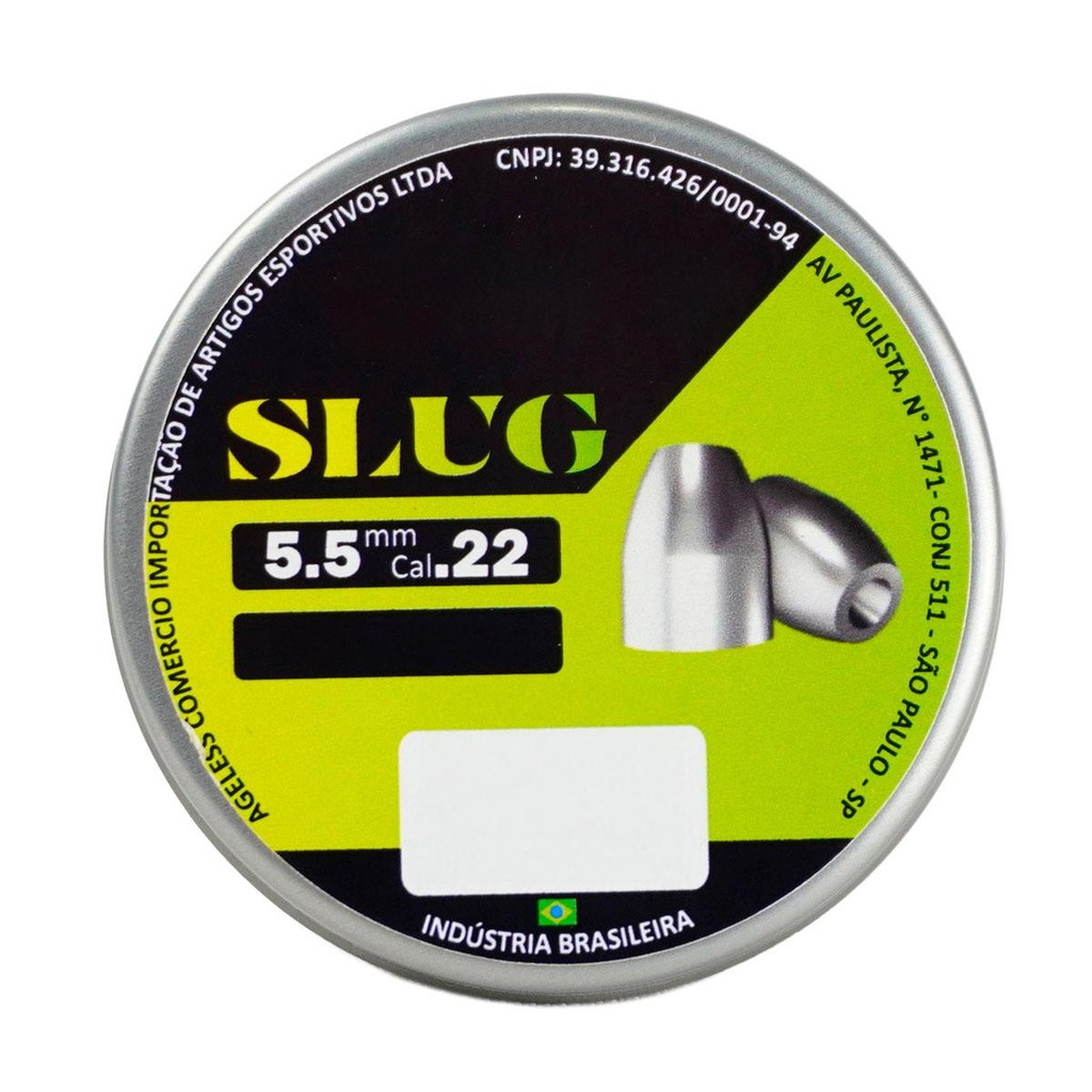 Chumbinho Slug 5.5mm 19gr/1,231g 110 Unidades - Virtus