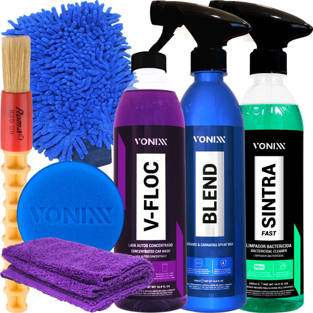 Kit Shampoo V-Floc Cera Blend Revitalizador Sintra Fast Pano Aplicador Luva