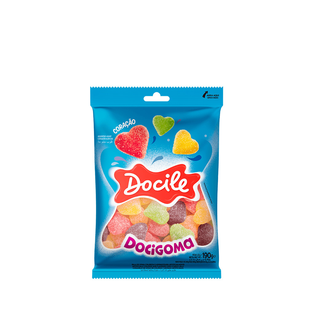 Bala de Goma Coração Sortido 190g - Docile