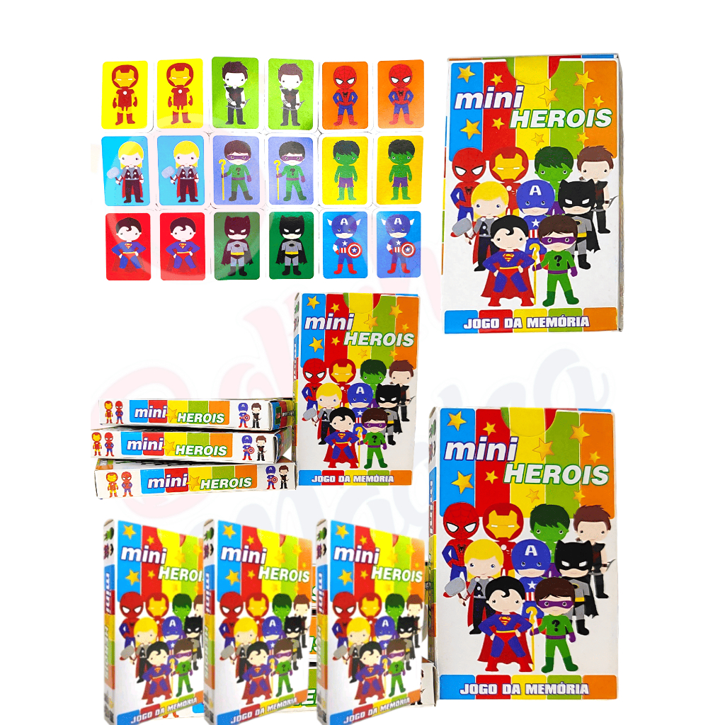 Kit 5 Jogo Da Memoria Mini Heróis Infantil P/ Kit Festa Lembrancinha Aniversario Prenda novo