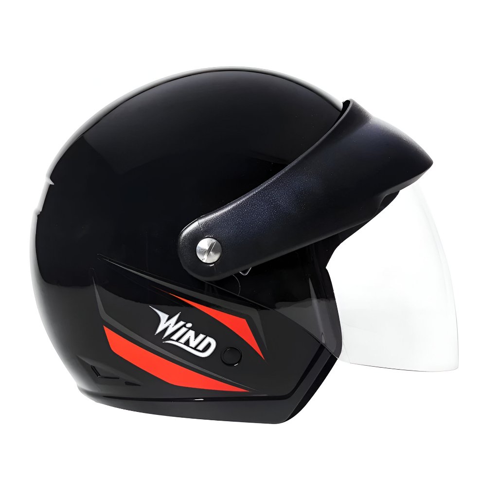 Capacete Taurus Aberto Wind Visor Preto Brilhante E Vermelho com viseira acoplada