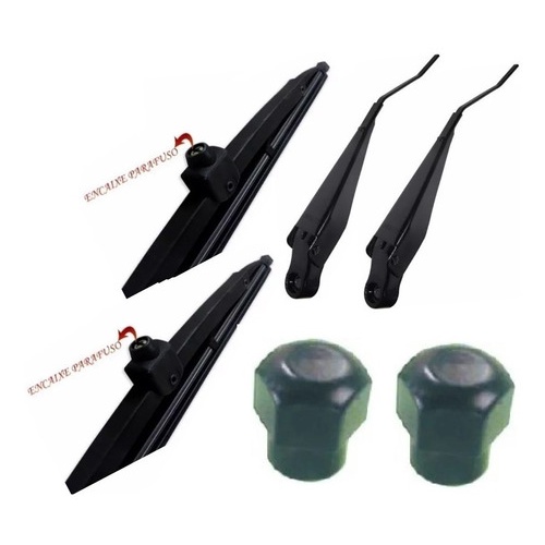 Kit Braço + Palheta + Porca Limpador Parabrisa Fusca 73 A 75